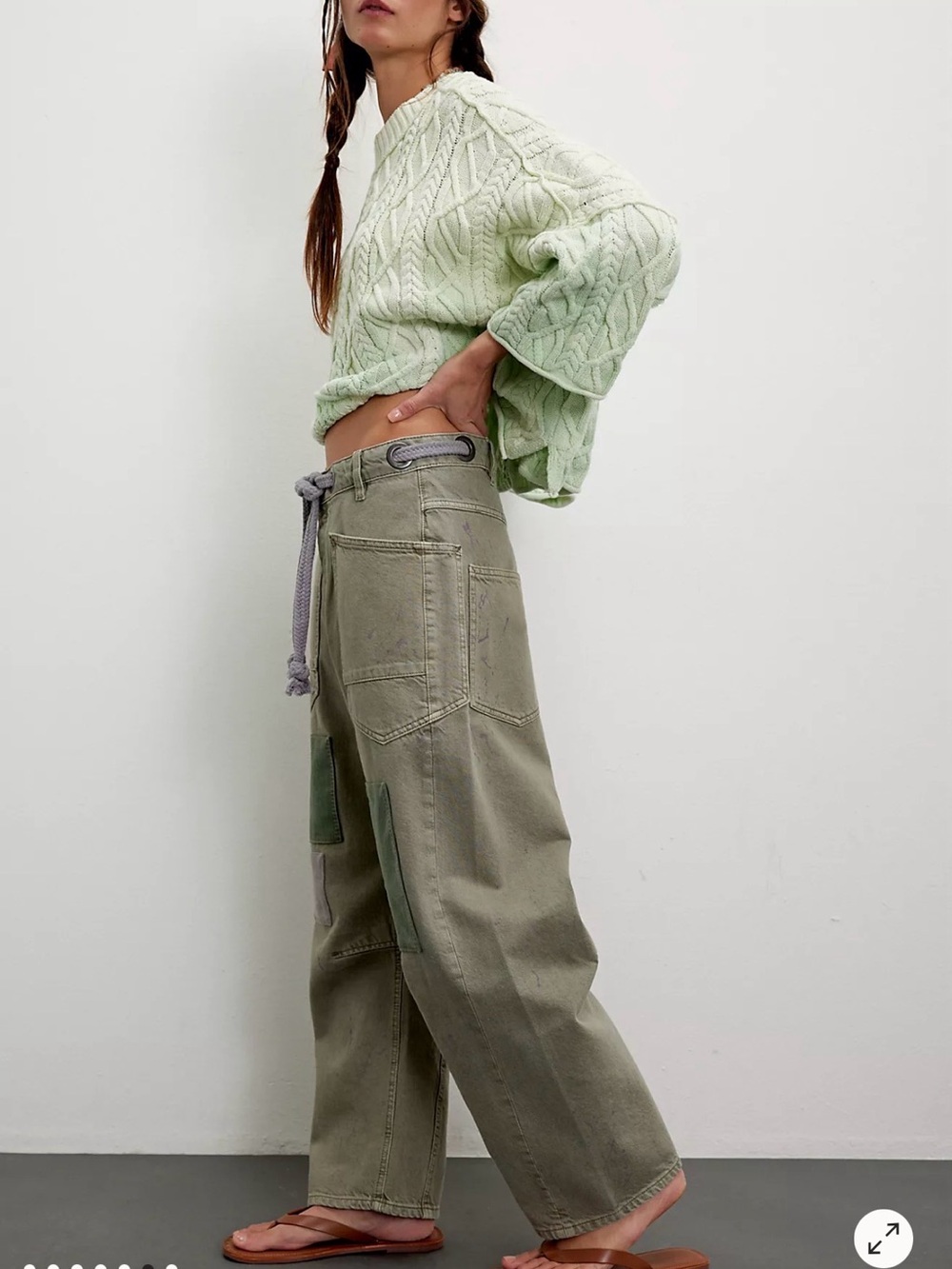 Free People “we the free” Moxie pull on barrel jean in “army” - Picture 3 of 13